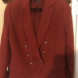 WHBM Burgundy Double Breasted Jacket